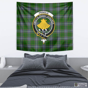 Pringle Tartan Tapestry Wall Hanging and Home Decor for Room with Family Crest