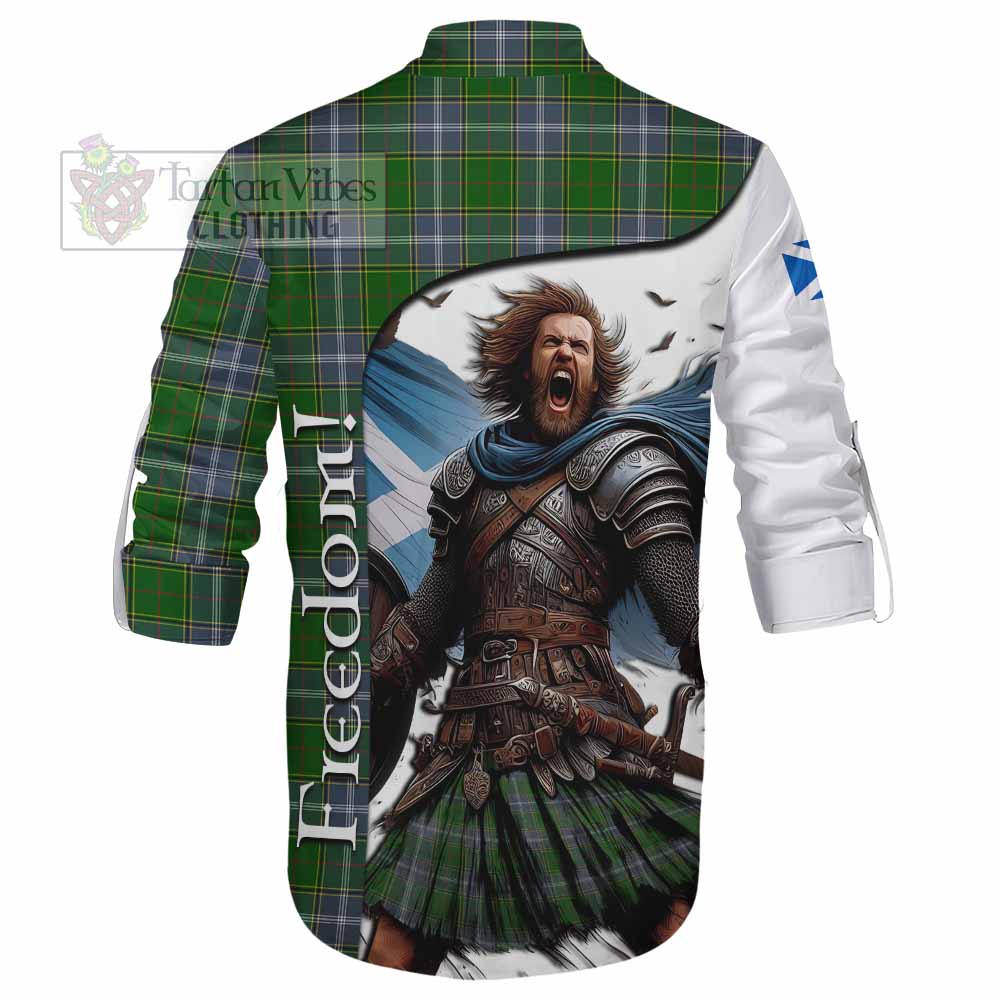 Tartan Vibes Clothing Pringle Crest Tartan Ghillie Kilt Shirt Inspired by the Freedom of Scottish Warrior