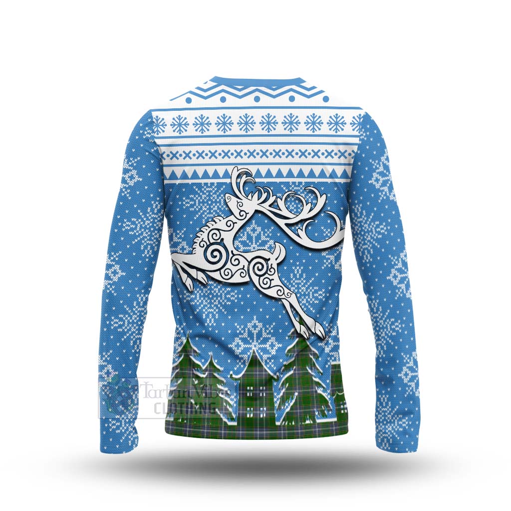 Tartan Vibes Clothing Pringle Clan Christmas Long Sleeve T-Shirt Celtic Reindeer Style