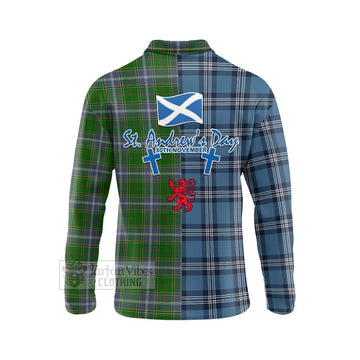 Pringle Tartan Long Sleeve Polo Shirt Happy St. Andrew's Day Half Tartan Style