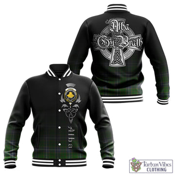 Pringle Tartan Baseball Jacket Featuring Alba Gu Brath Family Crest Celtic Inspired