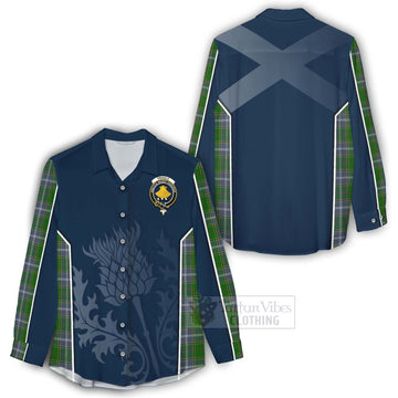 Pringle Tartan Women's Casual Shirt with Family Crest and Scottish Thistle Vibes Sport Style