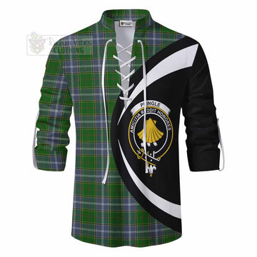 Pringle Tartan Ghillie Kilt Shirt with Family Crest Circle Style