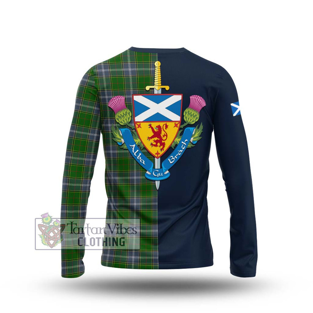 Tartan Vibes Clothing Pringle Tartan Long Sleeve T-Shirt with Scottish Lion Royal Arm Half Style