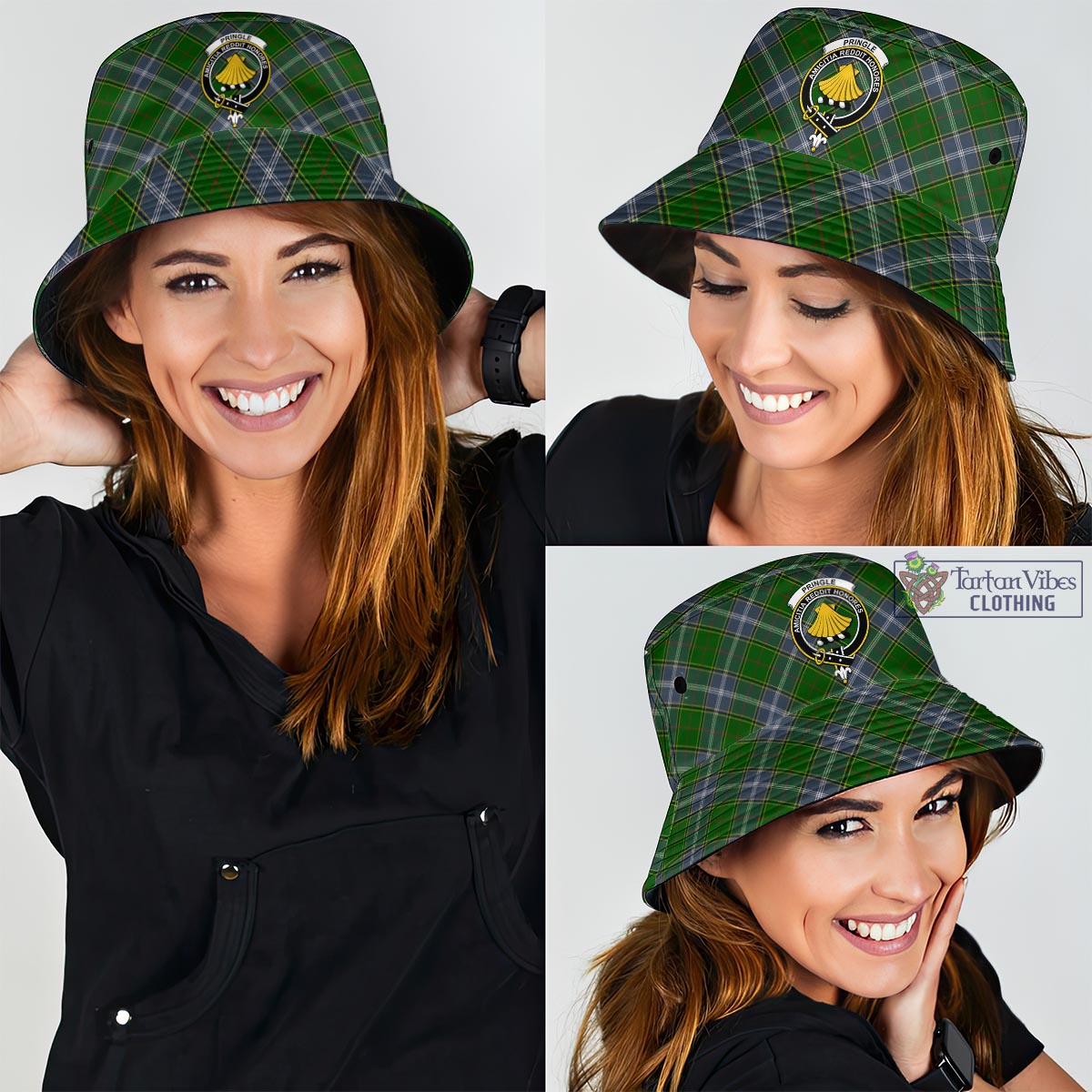 Tartan Vibes Clothing Pringle Tartan Bucket Hat with Family Crest