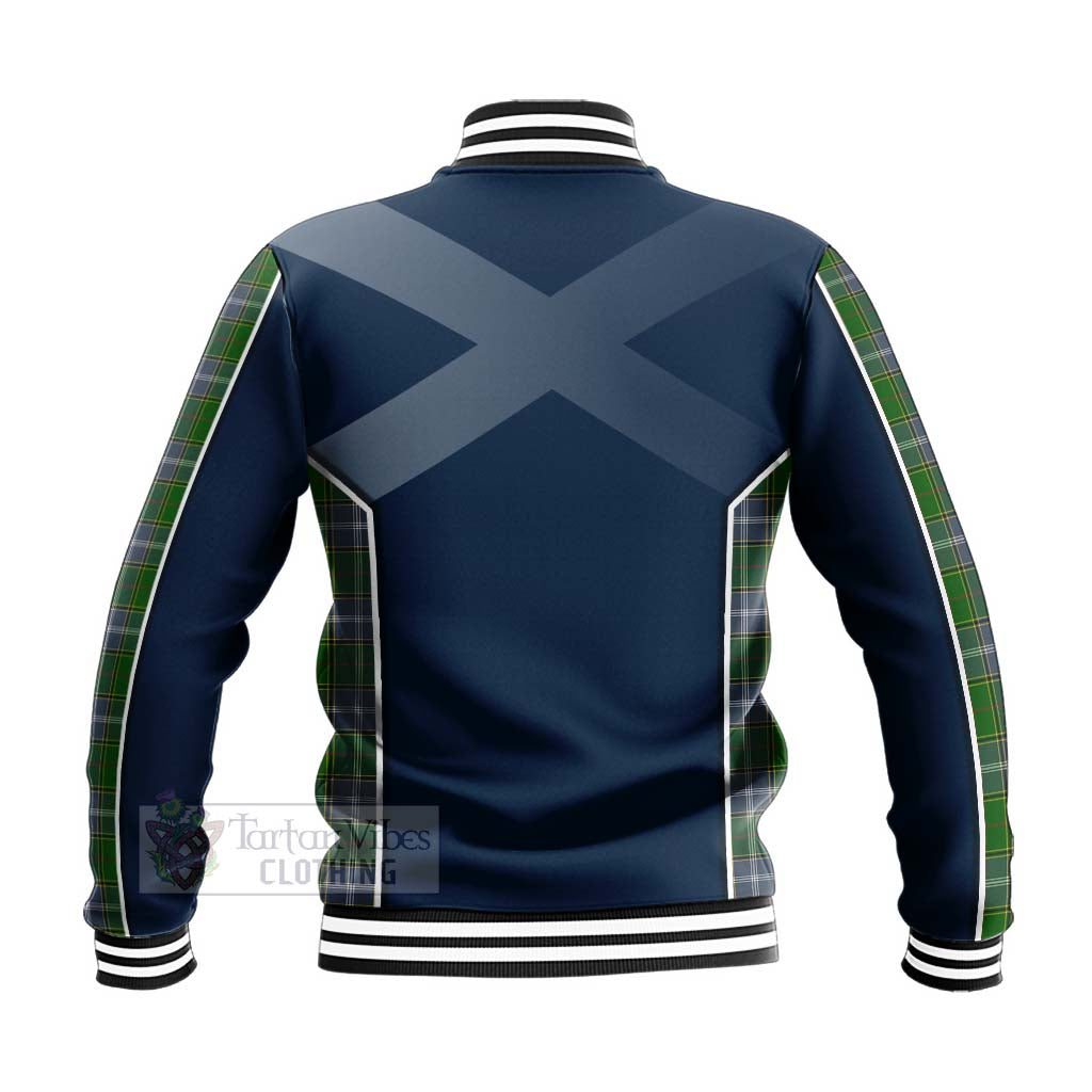 Tartan Vibes Clothing Pringle Tartan Baseball Jacket with Family Crest and Scottish Thistle Vibes Sport Style