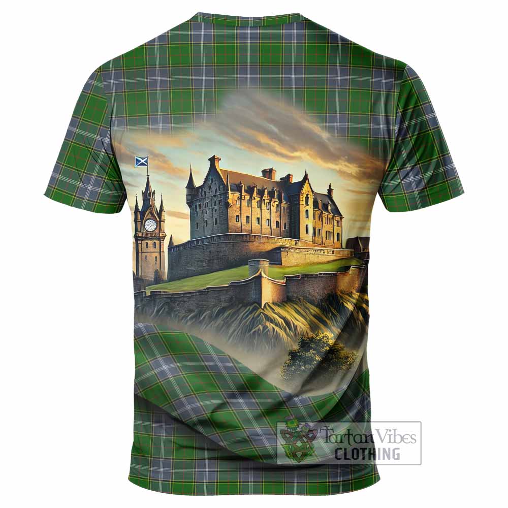 Pringle Tartan Family Crest T-Shirt with Scottish Ancient Castle Style - Tartan Vibes Clothing