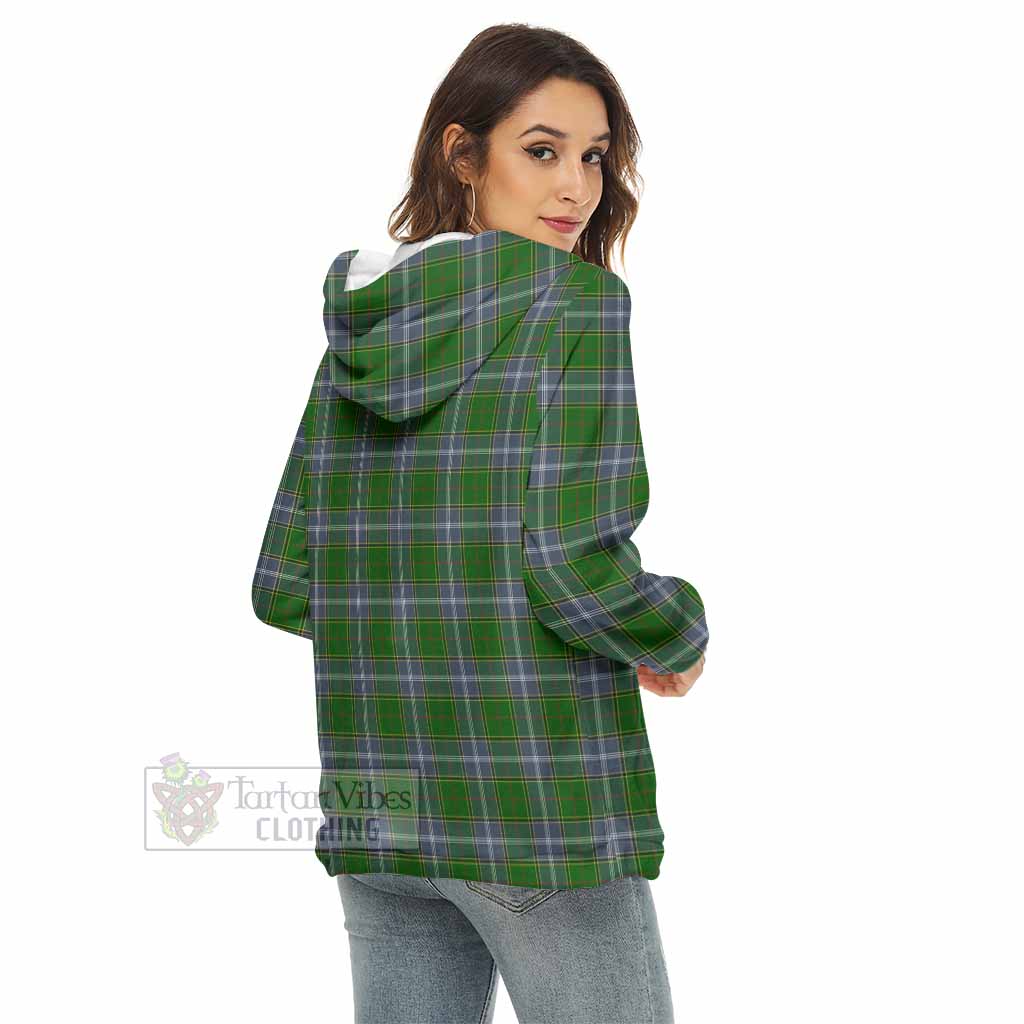 Tartan Vibes Clothing Pringle Tartan Crest Women's Borg  Half Zip Fleece Hoodie