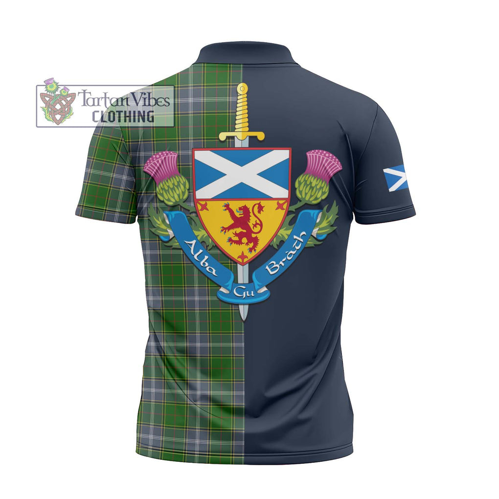 Tartan Vibes Clothing Pringle Tartan Zipper Polo Shirt with Scottish Lion Royal Arm Half Style