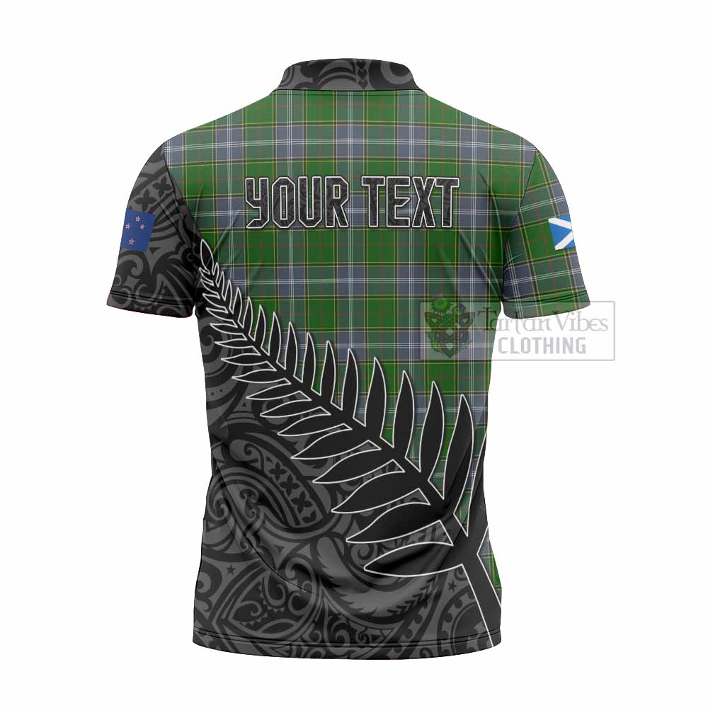 Tartan Vibes Clothing Pringle Crest Tartan Zipper Polo Shirt with New Zealand Silver Fern Half Style