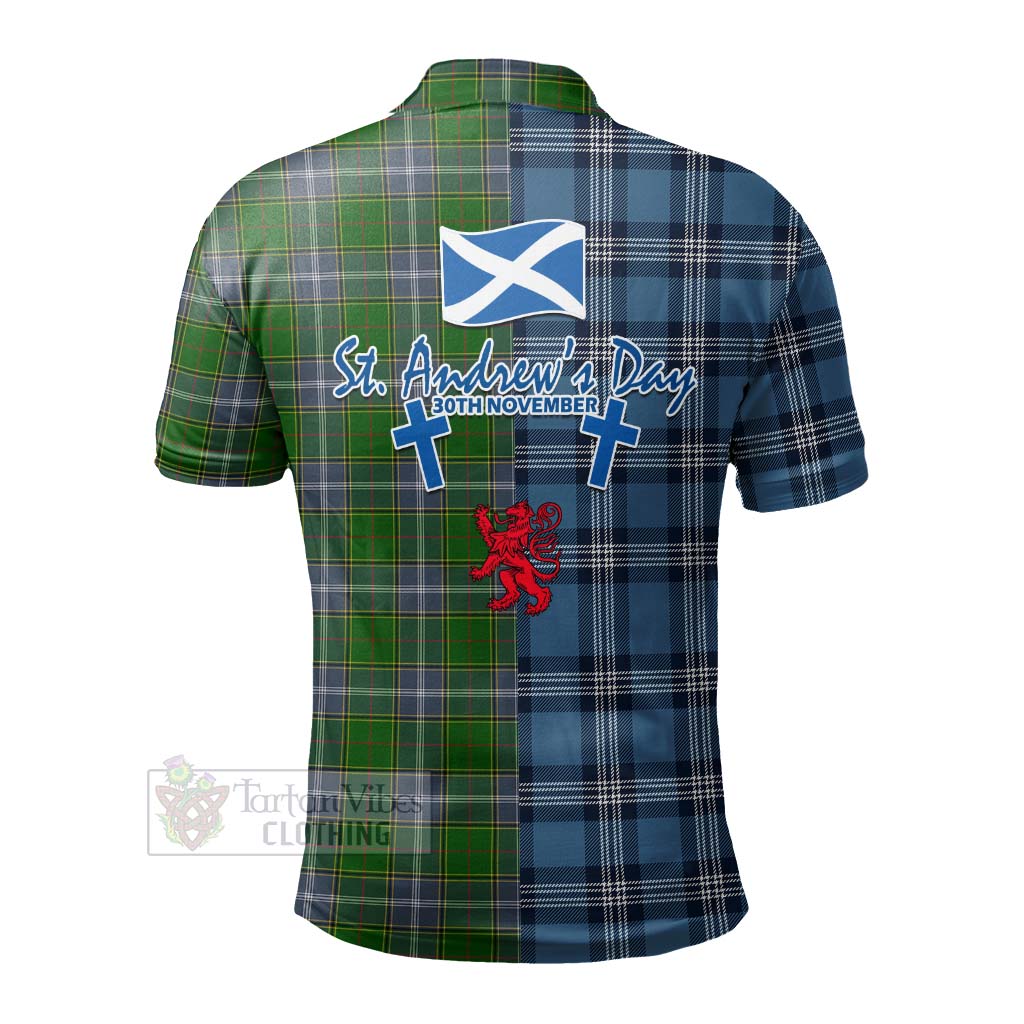 Tartan Vibes Clothing Pringle Tartan Polo Shirt Happy St. Andrew's Day Half Tartan Style