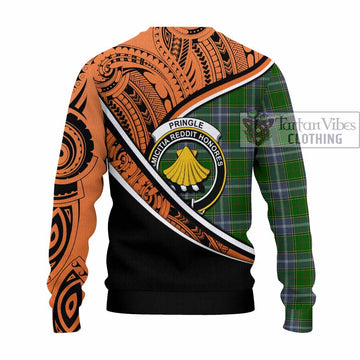 Pringle Crest Tartan Knitted Sweater with Polynesian Vibes Style - Orange Version