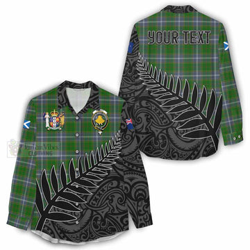 Pringle Crest Tartan Women's Casual Shirt with New Zealand Silver Fern Half Style