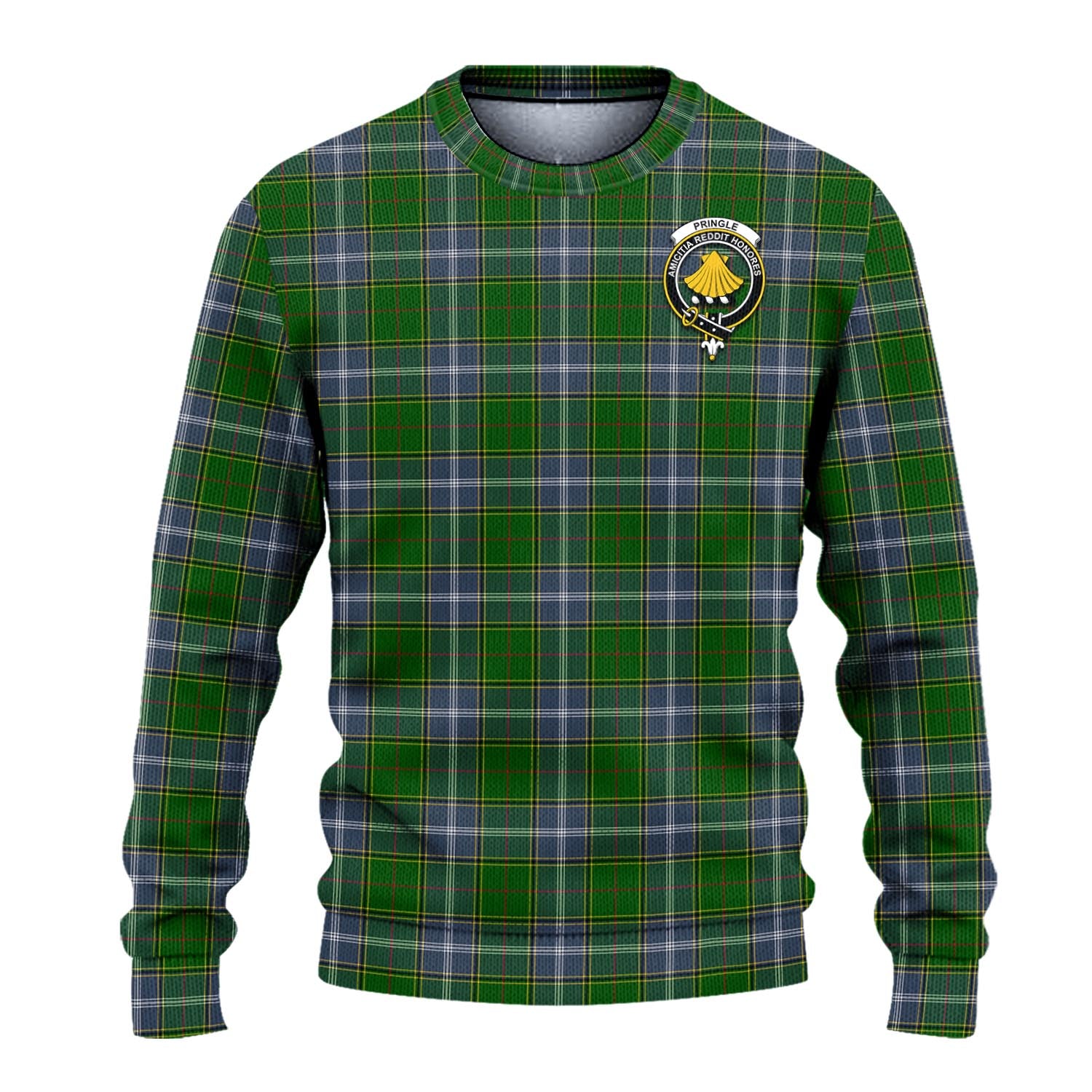 Pringle Tartan Knitted Sweater with Family Crest - Tartanvibesclothing