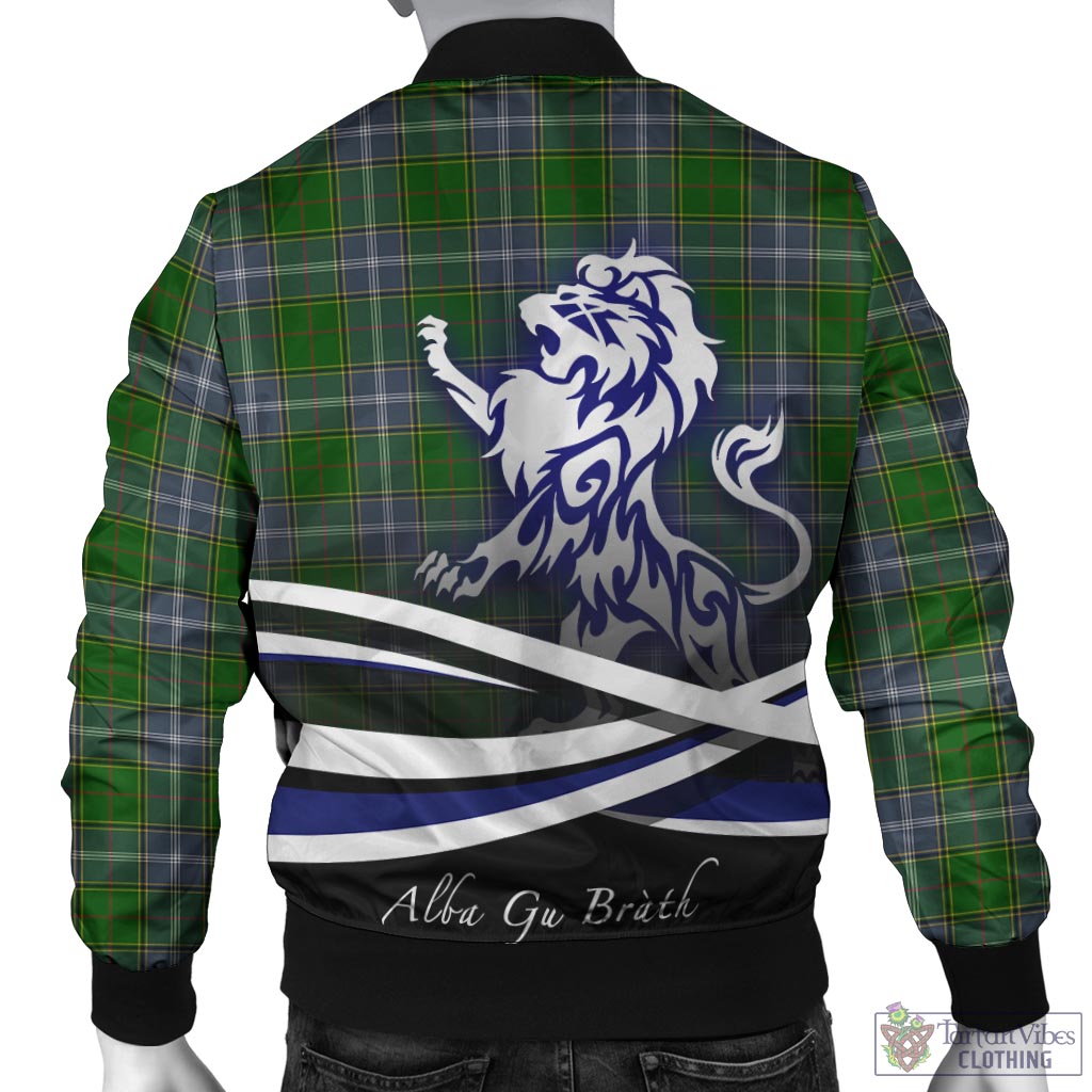 Tartan Vibes Clothing Pringle Tartan Bomber Jacket with Alba Gu Brath Regal Lion Emblem