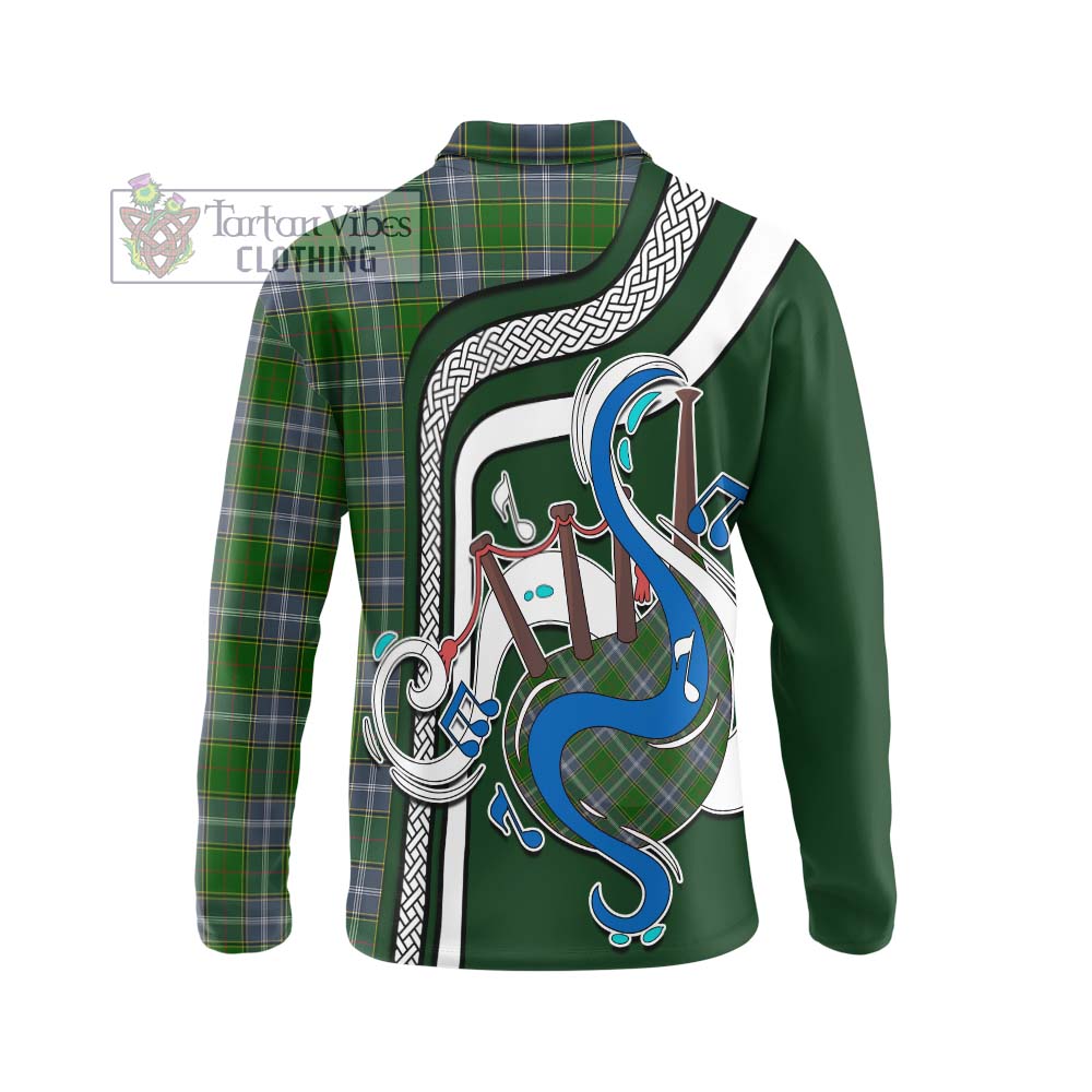 Tartan Vibes Clothing Pringle Tartan Long Sleeve Polo Shirt with Epic Bagpipe Style