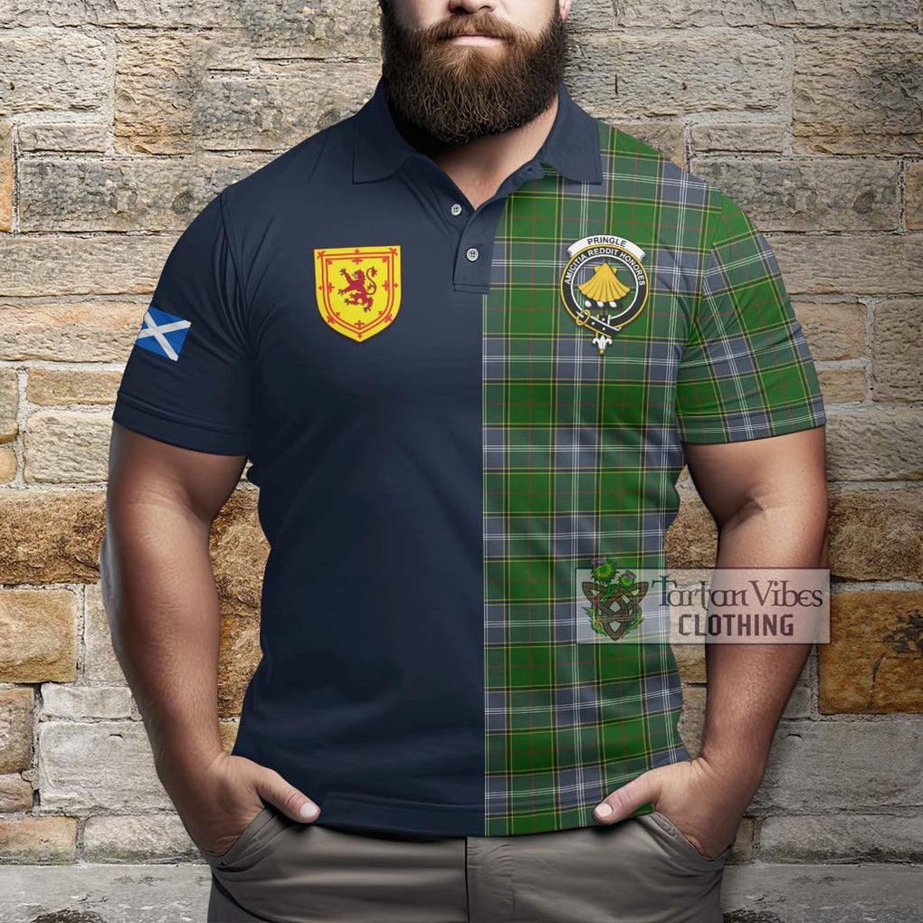 Tartan Vibes Clothing Pringle Tartan Polo Shirt with Scottish Lion Royal Arm Half Style