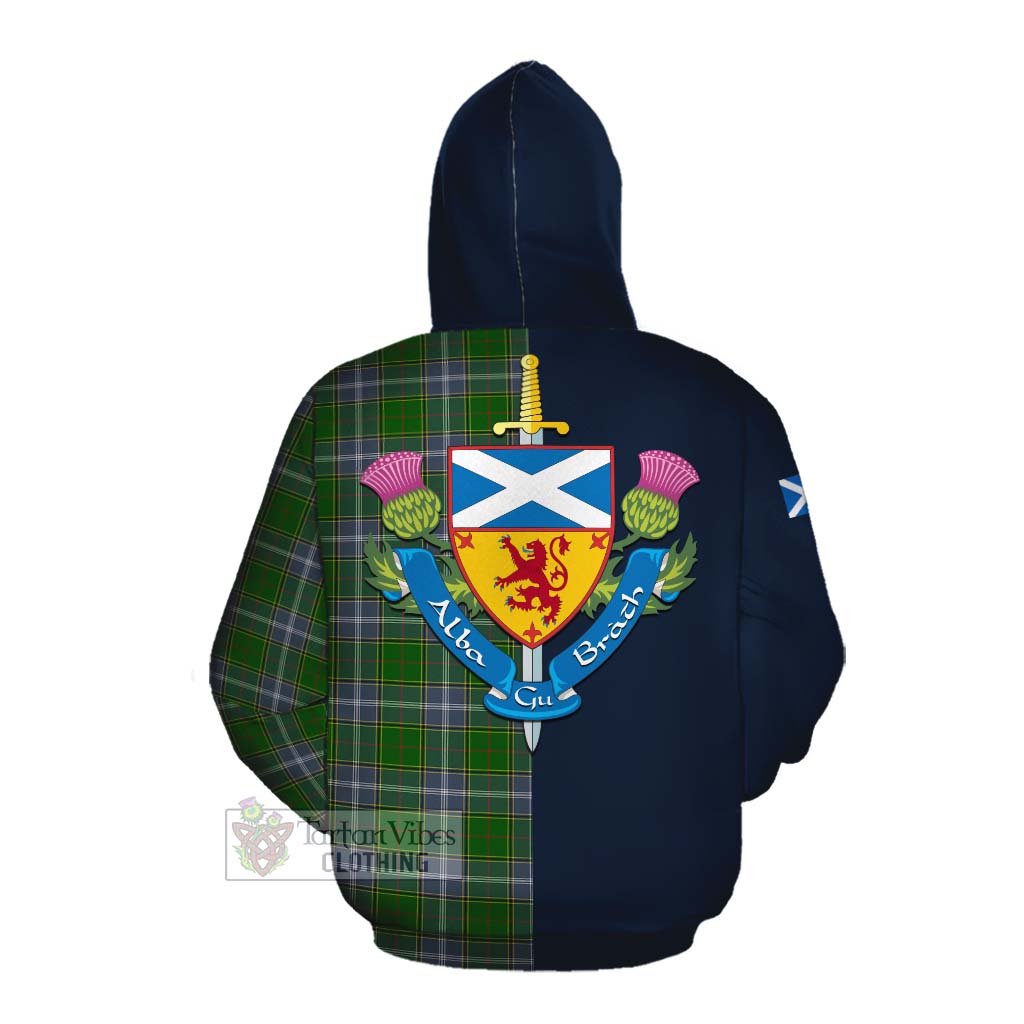 Tartan Vibes Clothing Pringle Tartan Cotton Hoodie Alba with Scottish Lion Royal Arm Half Style