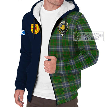 Pringle Tartan Sherpa Hoodie Alba with Scottish Lion Royal Arm Half Style