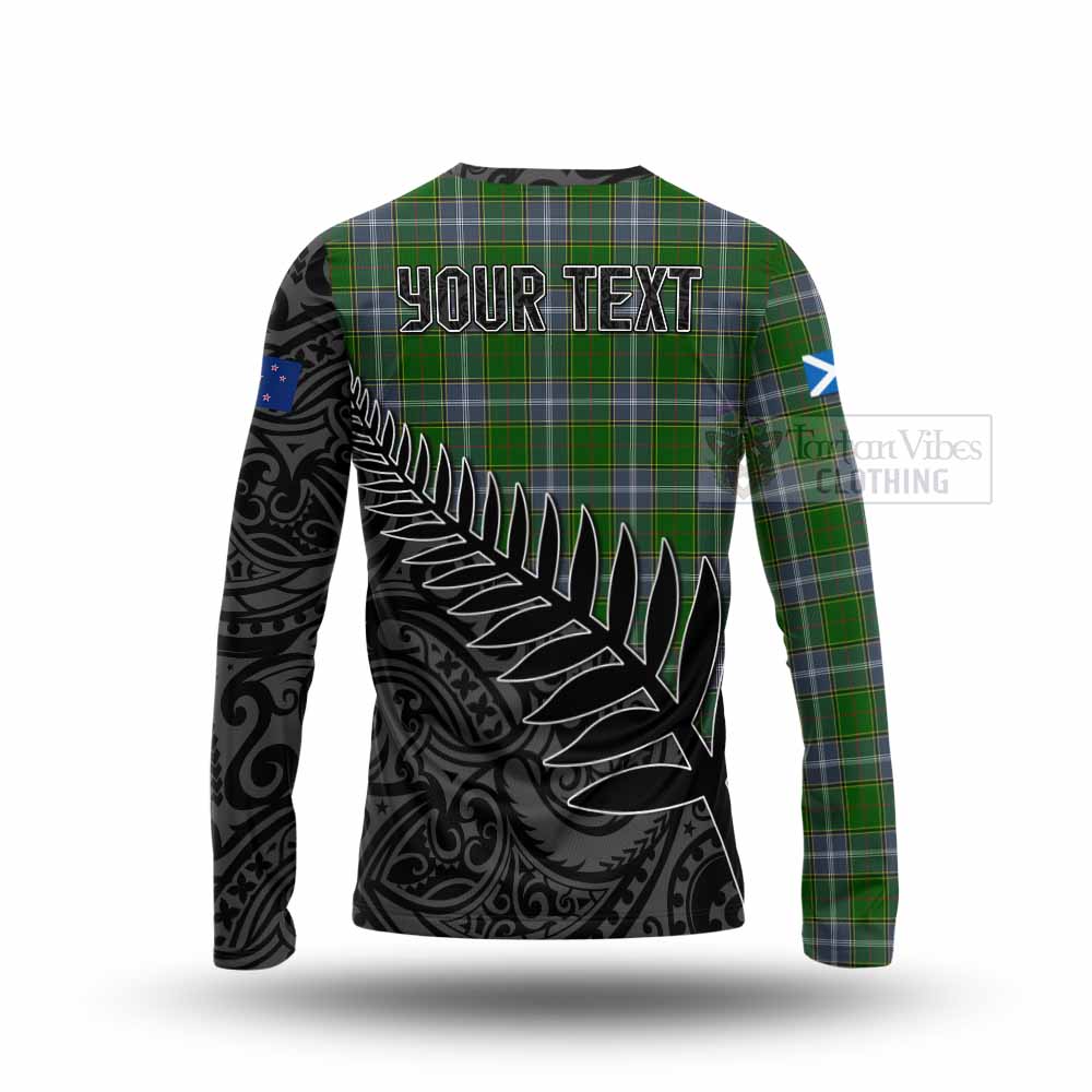 Tartan Vibes Clothing Pringle Crest Tartan Long Sleeve T-Shirt with New Zealand Silver Fern Half Style