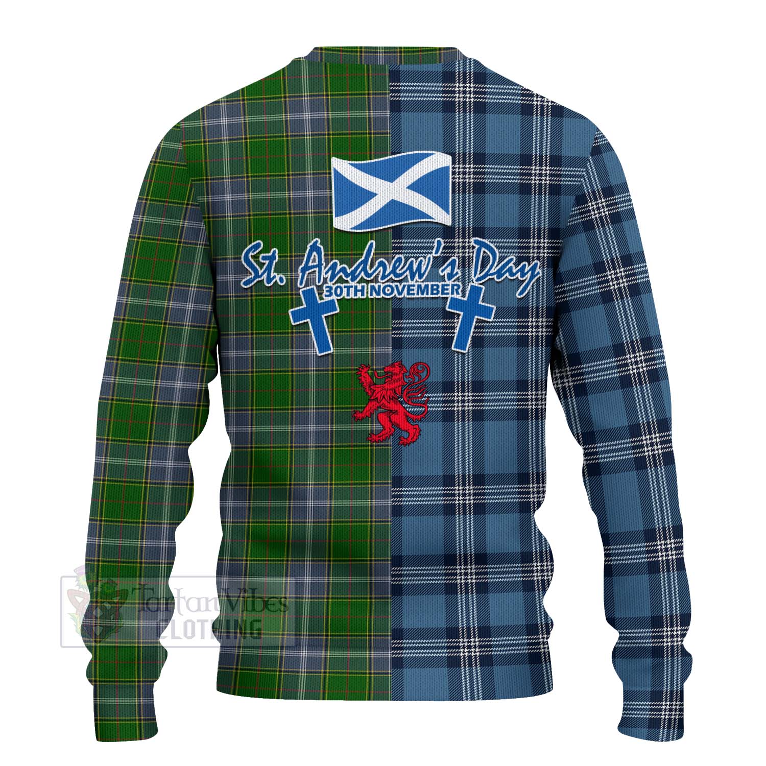 Tartan Vibes Clothing Pringle Tartan Knitted Sweater Happy St. Andrew's Day Half Tartan Style