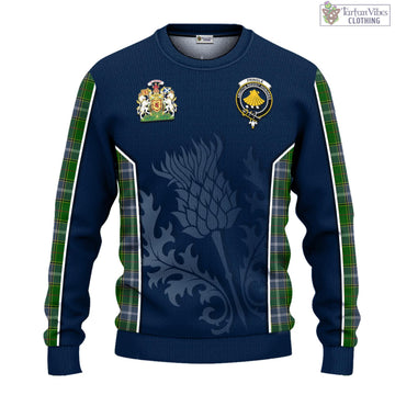 Pringle Tartan Knitted Sweatshirt with Family Crest and Scottish Thistle Vibes Sport Style