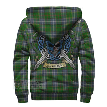 Pringle Tartan Sherpa Hoodie with Family Crest Celtic Skull Style