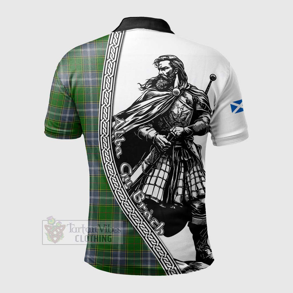 Tartan Vibes Clothing Pringle Tartan Clan Crest Polo Shirt with Highlander Warrior Celtic Style