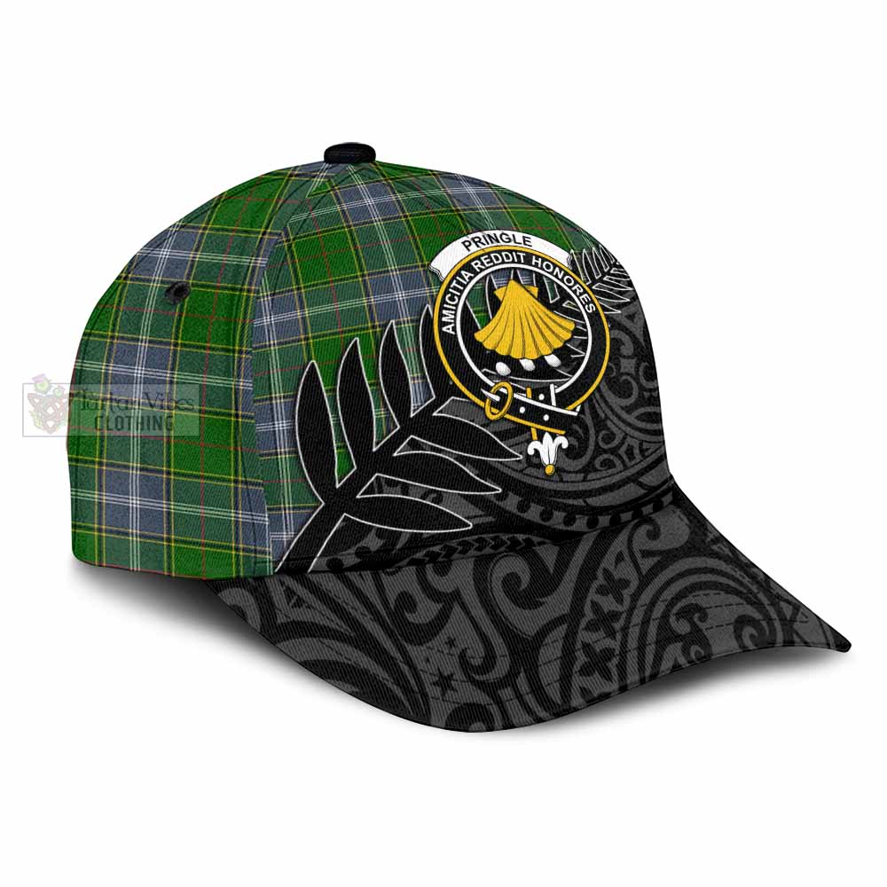 Tartan Vibes Clothing Pringle Tartan Classic Cap with New Zealand Silver Fern Half Style