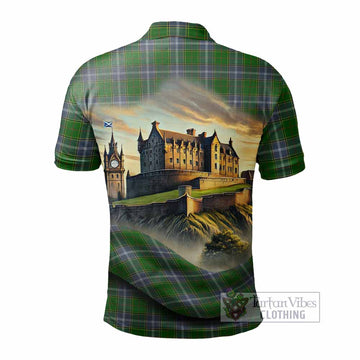 Pringle Tartan Family Crest Polo Shirt with Scottish Ancient Castle Style - Tartan Vibes Clothing