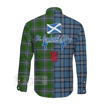 Pringle Tartan Long Sleeve Button Shirt Happy St. Andrew's Day Half Tartan Style