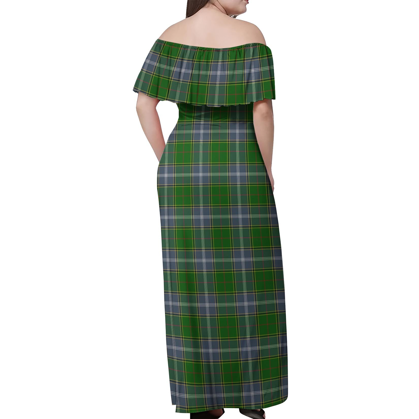 Pringle Tartan Off Shoulder Long Dress - Tartanvibesclothing