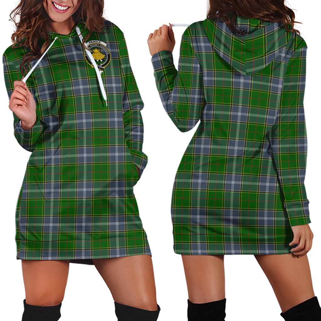 Pringle Tartan Hoodie Dress with Family Crest - Tartan Vibes Clothing