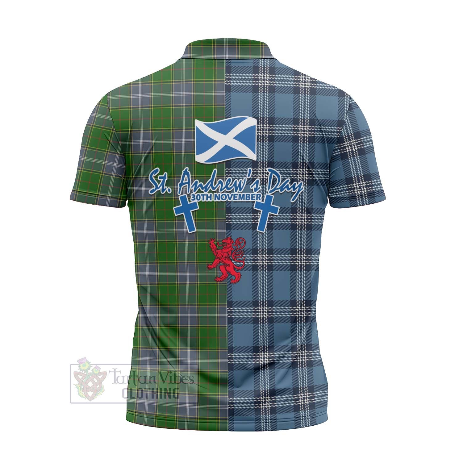 Tartan Vibes Clothing Pringle Tartan Zipper Polo Shirt Happy St. Andrew's Day Half Tartan Style