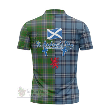 Pringle Tartan Zipper Polo Shirt Happy St. Andrew's Day Half Tartan Style