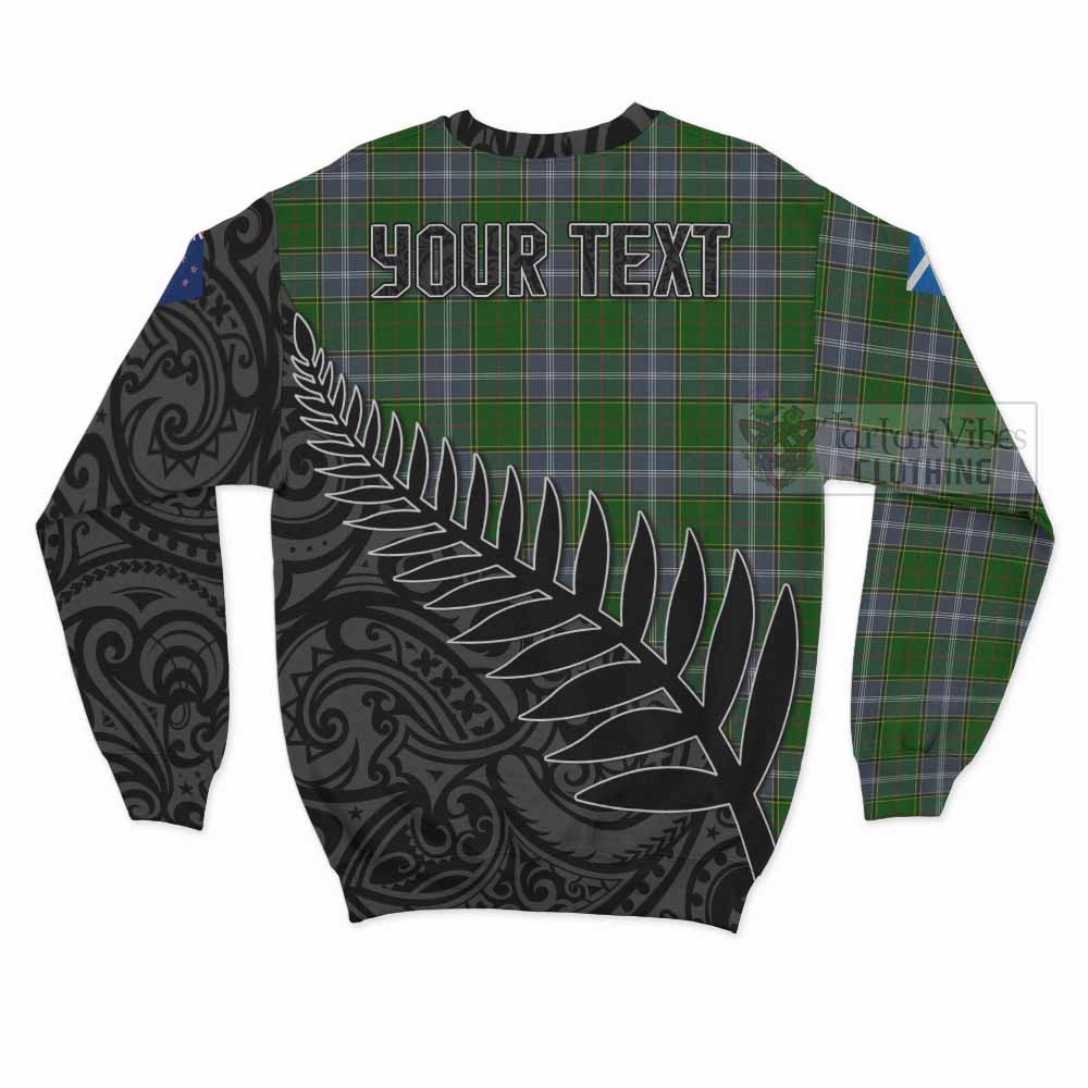 Tartan Vibes Clothing Pringle Crest Tartan Sweatshirt with New Zealand Silver Fern Half Style