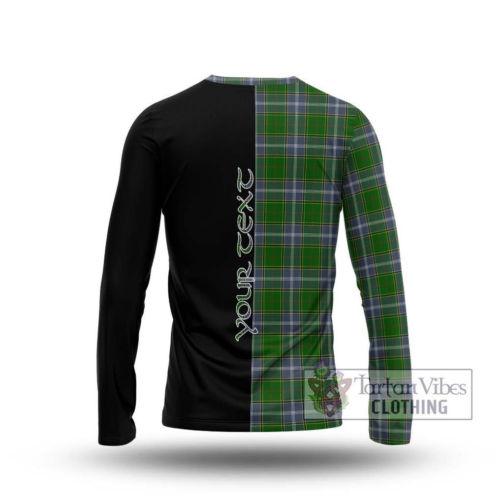 Pringle Tartan Long Sleeve T-Shirt with Family Crest and Half Of Me Style - Tartanvibesclothing Shop