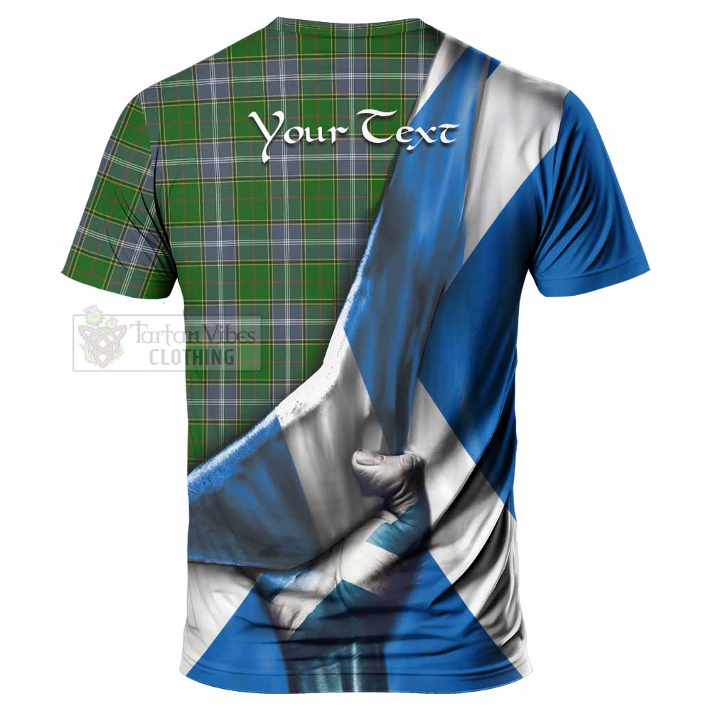 Tartan Vibes Clothing Pringle Tartan T-Shirt with Family Crest Scotland Patriotic Style