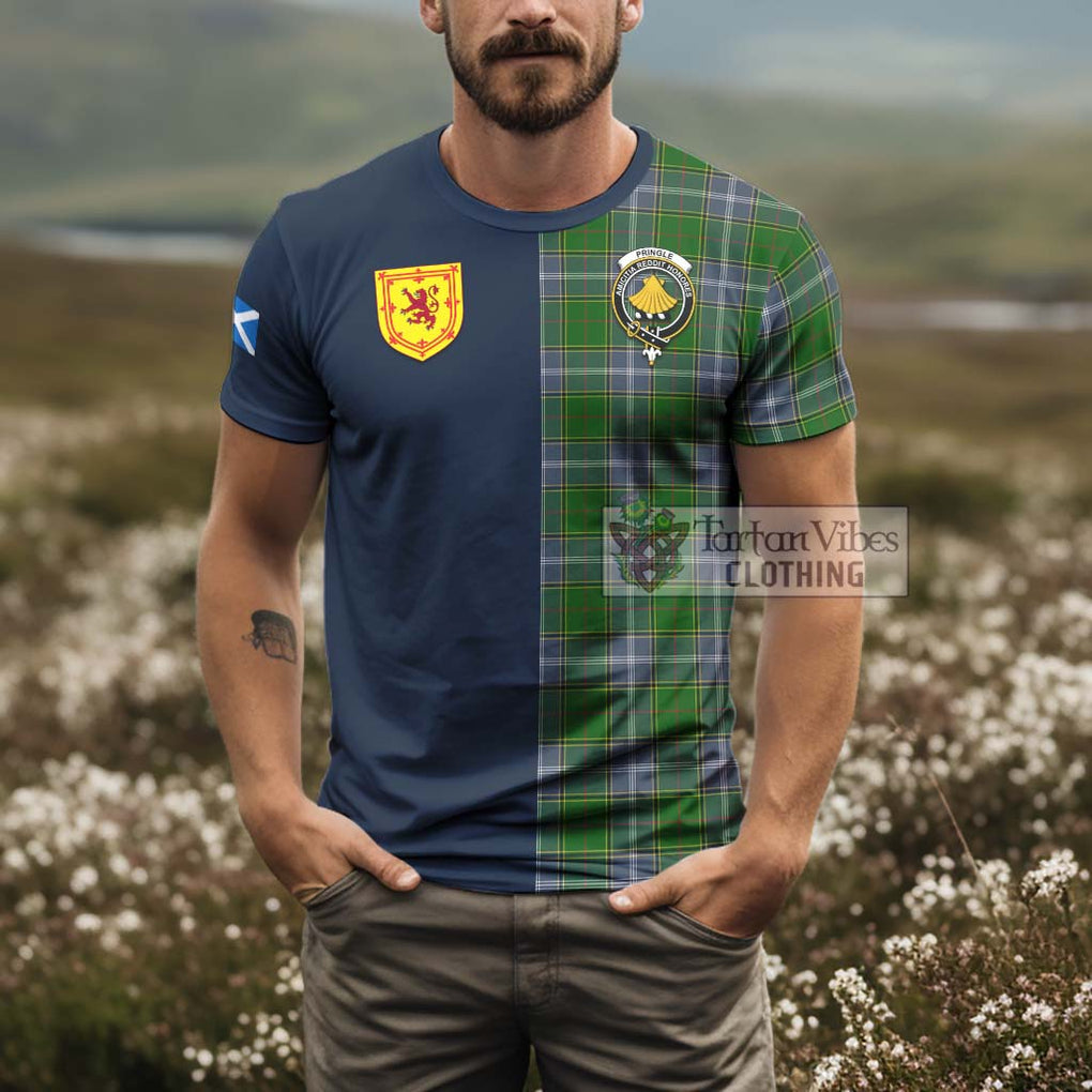 Tartan Vibes Clothing Pringle Tartan T-Shirt Alba with Scottish Lion Royal Arm Half Style