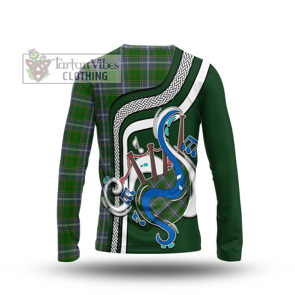 Tartan Vibes Clothing Pringle Tartan Long Sleeve T-Shirt with Epic Bagpipe Style