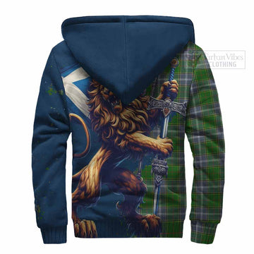 Pringle Tartan Family Crest Sherpa Hoodie with Scottish Majestic Lion