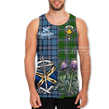 Pringle Tartan Men's Tank Top Happy St. Andrew's Day Half Tartan Style