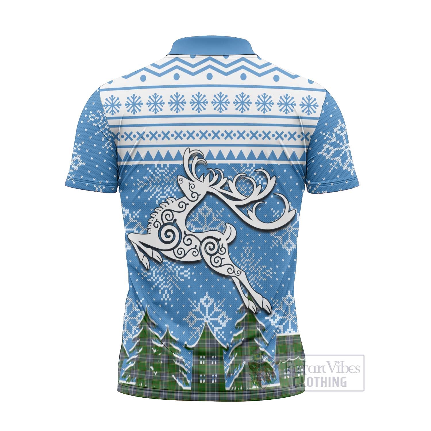 Tartan Vibes Clothing Pringle Clan Christmas Zipper Polo Shirt Celtic Reindeer Style