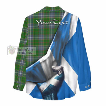 Pringle Tartan Women's Casual Shirt with Family Crest Scotland Patriotic Style