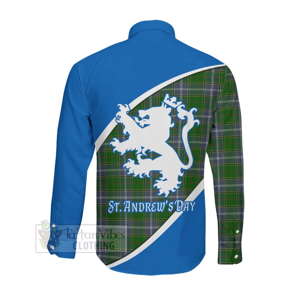 Tartan Vibes Clothing Pringle Family Crest Tartan Long Sleeve Button Shirt Celebrate Saint Andrew's Day in Style