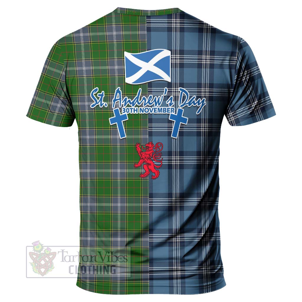 Tartan Vibes Clothing Pringle Tartan T-Shirt Happy St. Andrew's Day Half Tartan Style