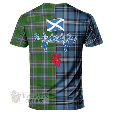 Pringle Tartan T-Shirt Happy St. Andrew's Day Half Tartan Style