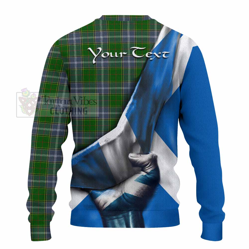 Tartan Vibes Clothing Pringle Tartan Knitted Sweater with Family Crest Scotland Patriotic Style