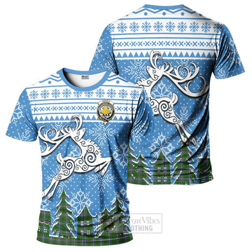 Pringle Clan Christmas T-Shirt Celtic Reindeer Style