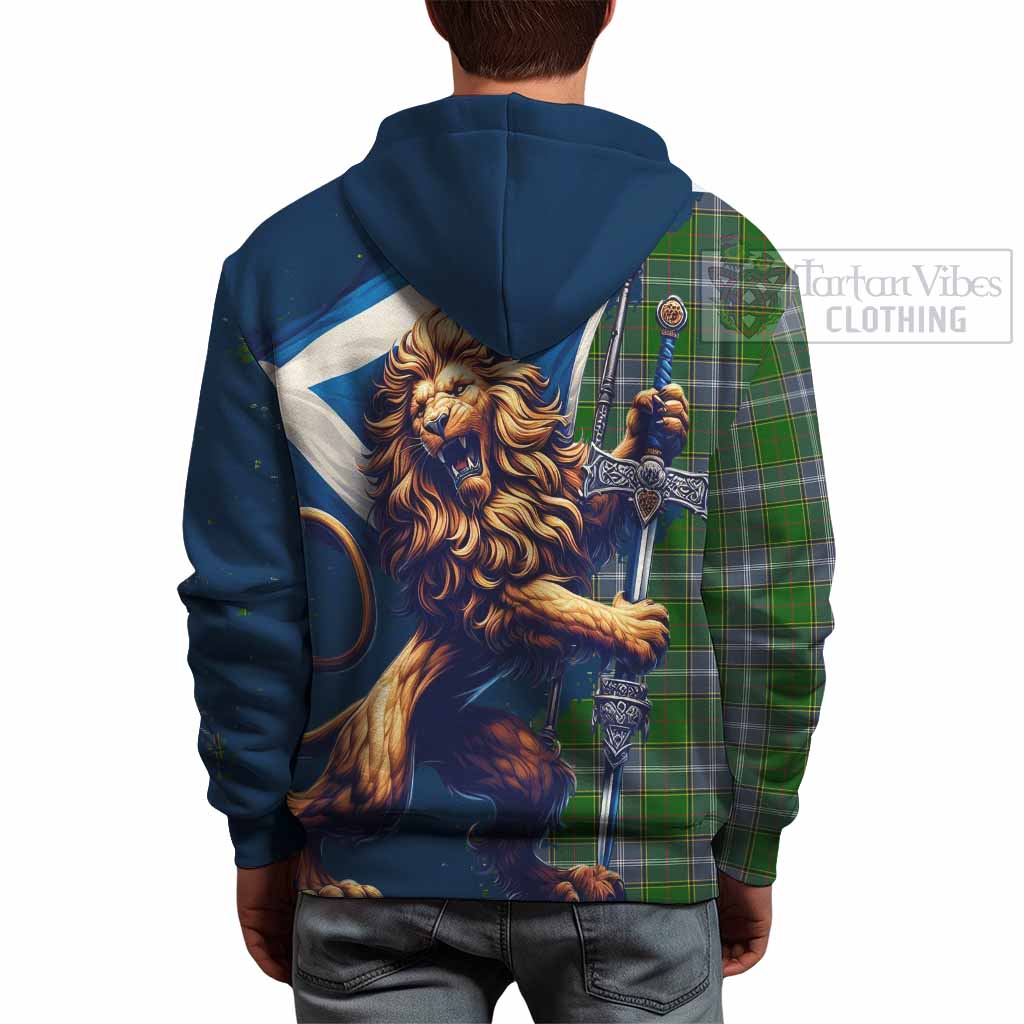 Tartan Vibes Clothing Pringle Tartan Family Crest Hoodie with Scottish Majestic Lion